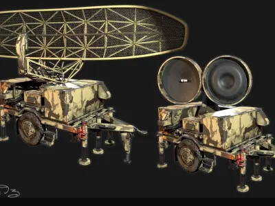 Low Poly PBR Sentinel Radar - Bundle Low-poly 3D model