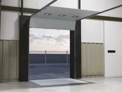 Retractable Truck Dock Shelter with Rolling Door Rigged for Cinema 4D 3D model