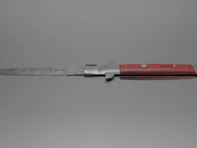 Stiletto Switchblade Lowpoly Knife Free low-poly 3D model