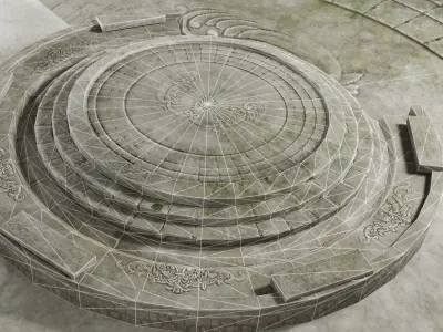 altar circular stone structure Low-poly 3D model