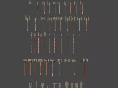 Ork weapons collection  Low-poly 3D model