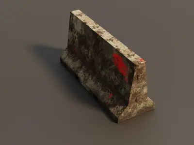 Concrete barrier Low-poly 3D model