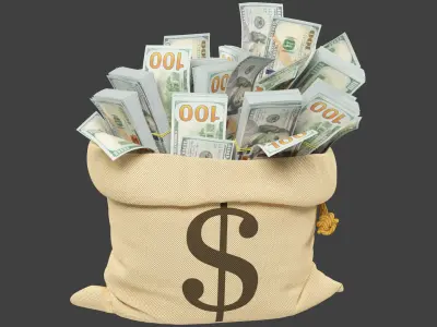 Money Bag and Coins Stacks Collection V3 3D model