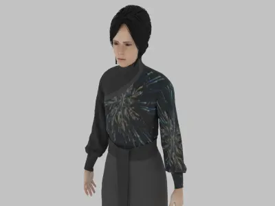 woman in asian clothes Low-poly 3D model