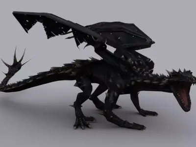 MOUNTAIN DRAGON GAME READY ANIMATED MODEL Low-poly 3D model