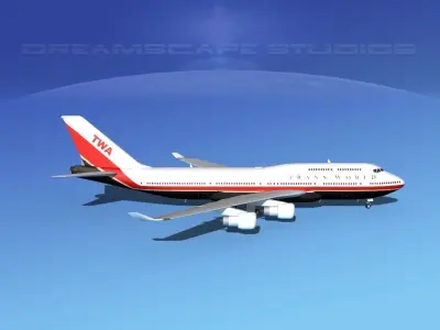 Boeing 747-400 TWA 2 3D model