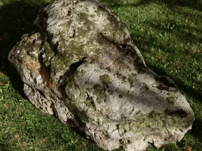  Mossy Rippled Large Rock Boulder Model 