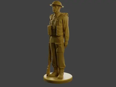 British Soldier Attention WW2 B1 Free 3D print model