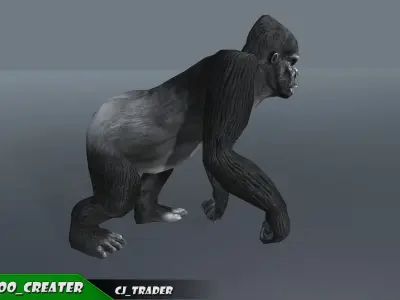 Lowpoly Gorilla Rigged 3D Model Low-poly 3D model