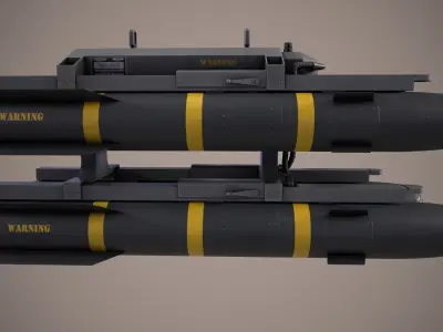 AGM-114 Hellfire Missile Launcher X4 Low-poly 3D model