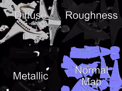 Luxury Private Business Jet Model Pack Low-poly 3D model