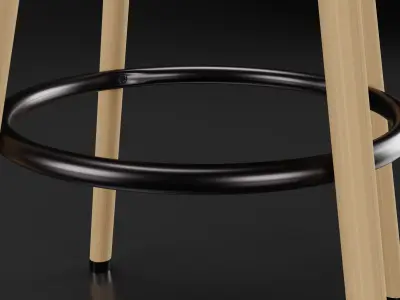 Chair wooden bar stool Free 3D model