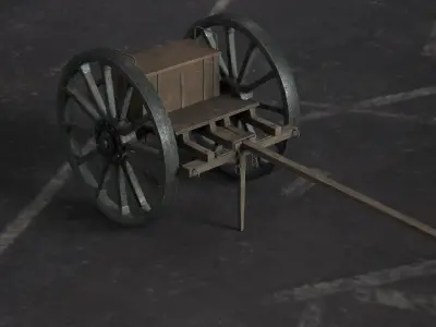 Wooden cart Low-poly 3D model
