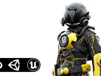 CYBER ASTRONAUT-B Rigged for Unreal Engine - Unity - MIXAMO  3D model