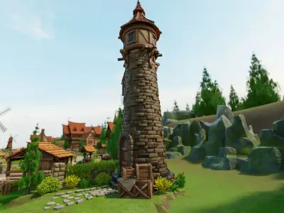 STYLIZED MEDIEVAL BUILDING 06 PRINT READY Low-poly 3D model