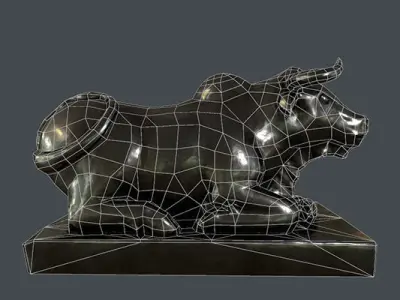 Cow Statue Low Poly Low-poly 3D model