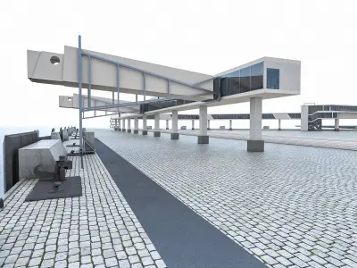 Port Gangway Set Low-poly 3D model
