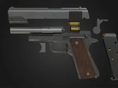 Colt M1911 Pistol Low-poly 3D model