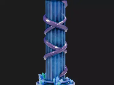 Stylized Crystal Light Pillar Low-poly 3D model