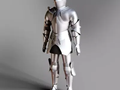 Plain European Medieval Knight Armor 3D model