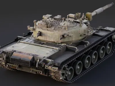 T80U MBT v31 Undrivible Low-poly 3D model