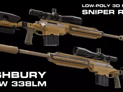 ASHBURY ASW 338LM Sniper Rifle Low-poly 3D model