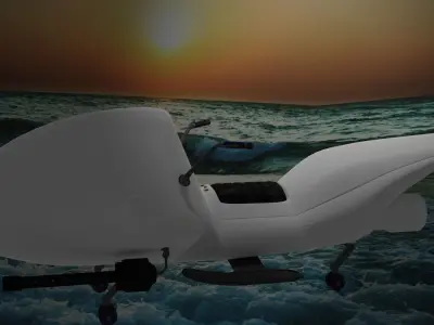 Jetbike boat in water at dusk 3D model