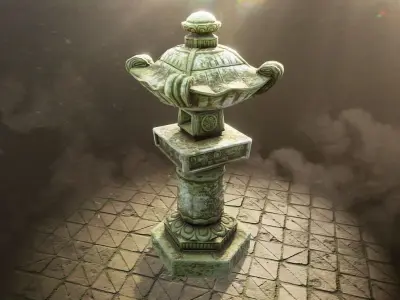 Shogun Temple Pillar PBR Low Poly Low-poly 3D model