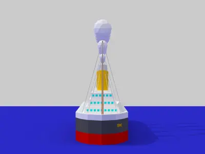 Low Poly Simple Cartoon Titanic Low-poly 3D model