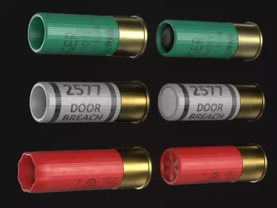 12 Gauge Shotgun Shells - 3 Set - Game asset Free low-poly 3D model