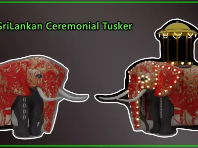 SriLankan Cultural Ceremonial Tusker mammal with casket Low-poly 3D model