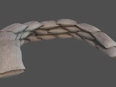 Sandbags Defense PBR Low-poly 3D model