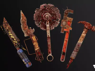 Post Apocalyptic Melee Weapons VOL 1 Low-poly 3D model