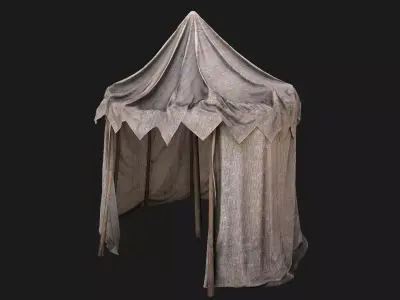 Cylindrical White Tent Market Stall Low-poly 3D model