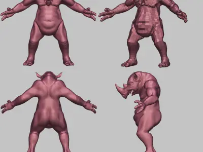 Rhino Mutant Warrior 3D model