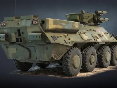 BTR-3 Ukrainian APC Game Ready Low-poly 3D model