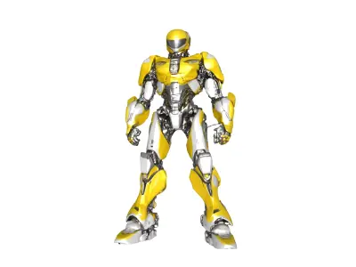 Yellow Mech Warrior Robot 3D Model 3D model