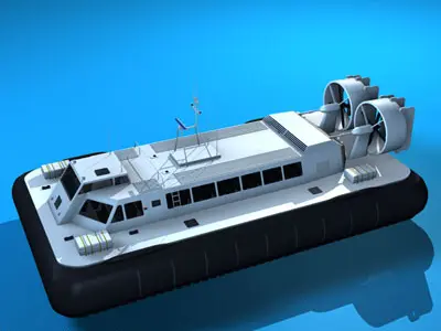 Hovercraft boat with two propellers 3D model