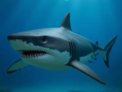 Great White Shark Fierce Predator Open Mouth Sharp Teeth Low-poly 3D model