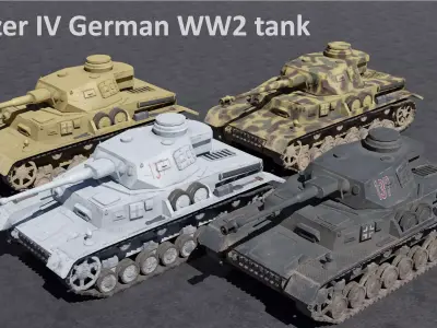 Panzer IV German WW2 tank low poly PBR Low-poly 3D model