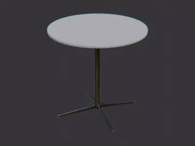 Round Metal Restaurant Table with Pedestal Base Low-poly 3D model