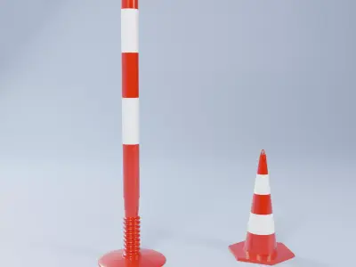  Road Obstacles 3D Model Free low-poly 3D model