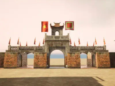 Hanoi - O Quan Chuong Gate - VietNam Low-poly 3D model