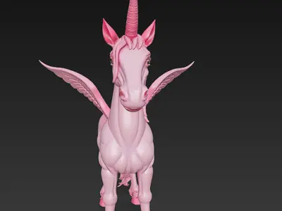 Unicorn Pink Realistic 3D Model Basic - Low Poly Realistic  Low-poly 3D model
