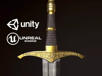 Medieval Short Sword - PBR Game Ready Low-poly 3D model