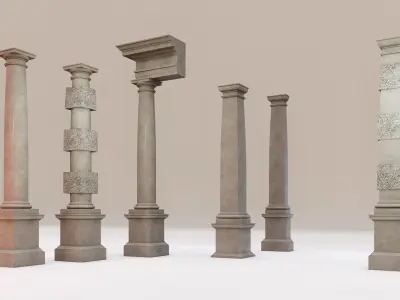 Tuscan column with pedestal and entablature Tuscan Order Gibbs 3D model