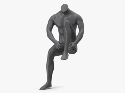 Sitting Sports Mannequin Male Black 3D model