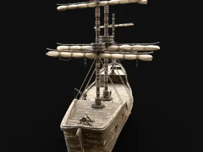 SHIP GALLEON BOAT GALLEY ARK BARGE PIRATE CORSAIR WATERCRAFT AAA Low-poly 3D model