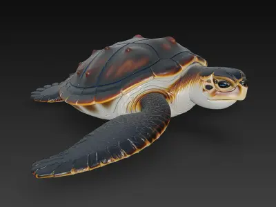 Sea Turtle Realistic 3D Model - Low Poly Realistic Low-poly 3D model
