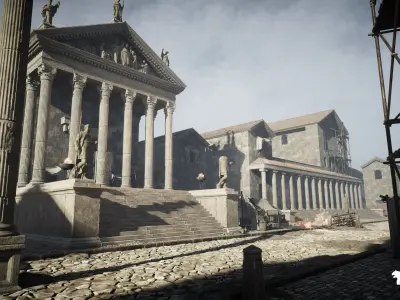 Roman Volcanic Temple Low-poly 3D model